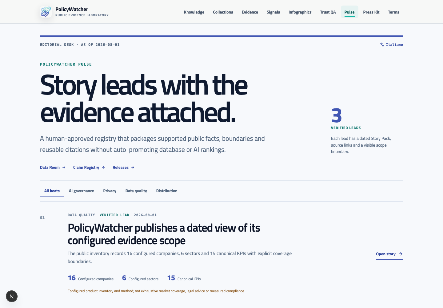 PolicyWatcher Pulse verified leads interface
